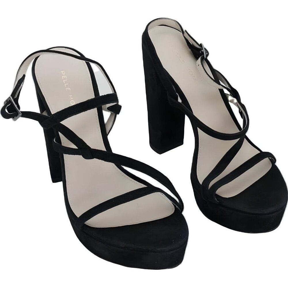 Pelle Moda Women's Gavi Black Platform Sandal Size 9 - Elegant Heels